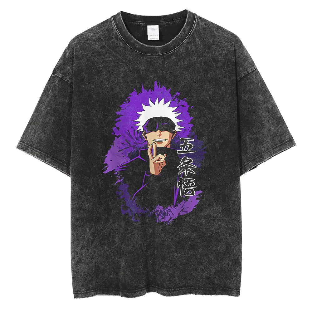 T-shirt Vintage Lavé Jujutsu Kaisen Gojo Sat
